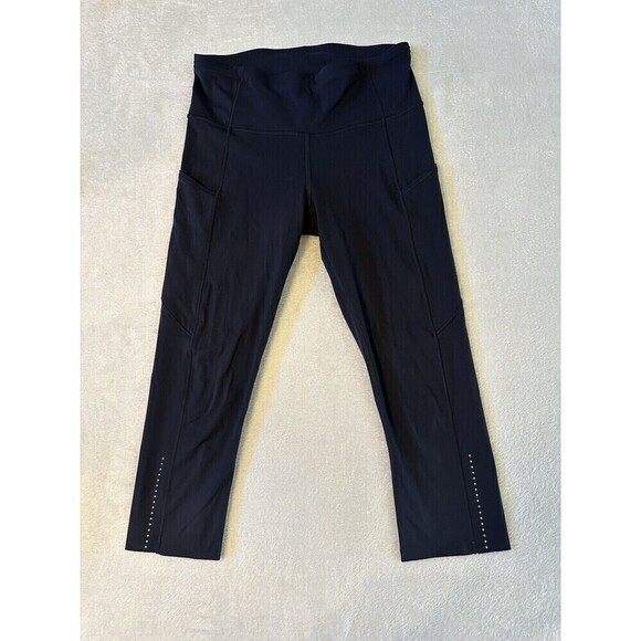 Lululemon Fast Free Cropped Leggings Black Sz 6, 19” Inseam - Picture 2 of 8